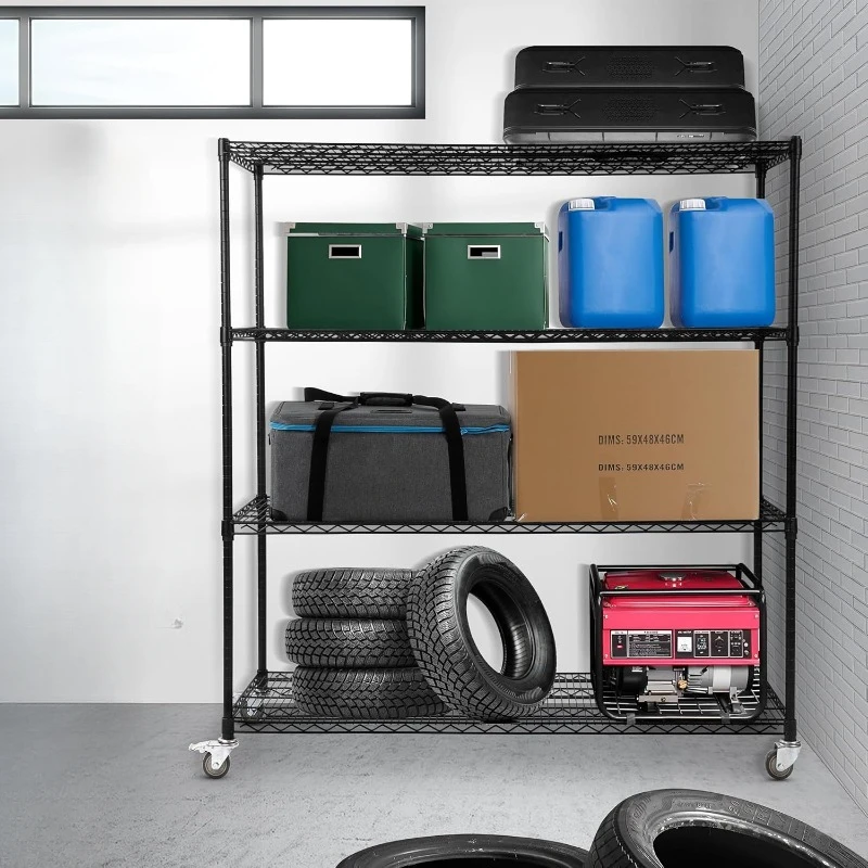 4-Tier Wire Shelving with Wheels, 60