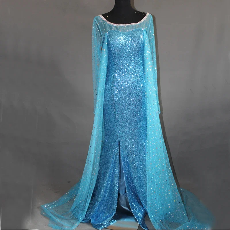 

Top Quality Queen Elsa Cosplay Costume Fashion Dress For Halloween Women Girl Custom Made