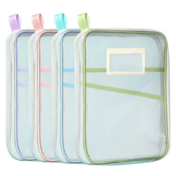 Mesh Zipper Pouch Bag Multifunctional Transparent Exams Storage Bag Large Capacity Organizer Transparent File Folders