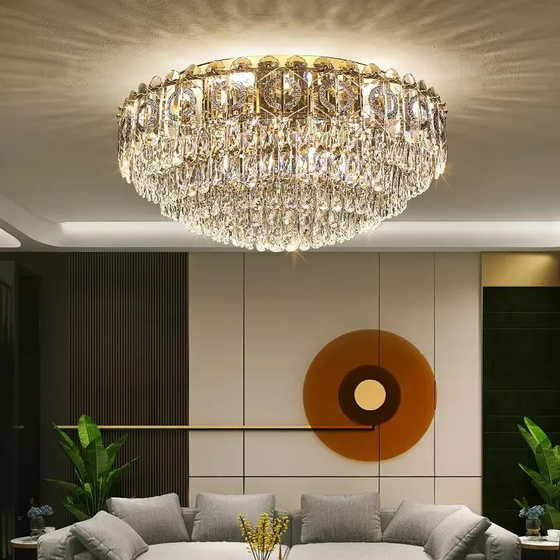 

Modern Luxury Crystal Ceiling Lamp Living Room Lamp Round Golden Atmosphere Bedroom Study Lamp Main Lamp Home Decoration Lustre