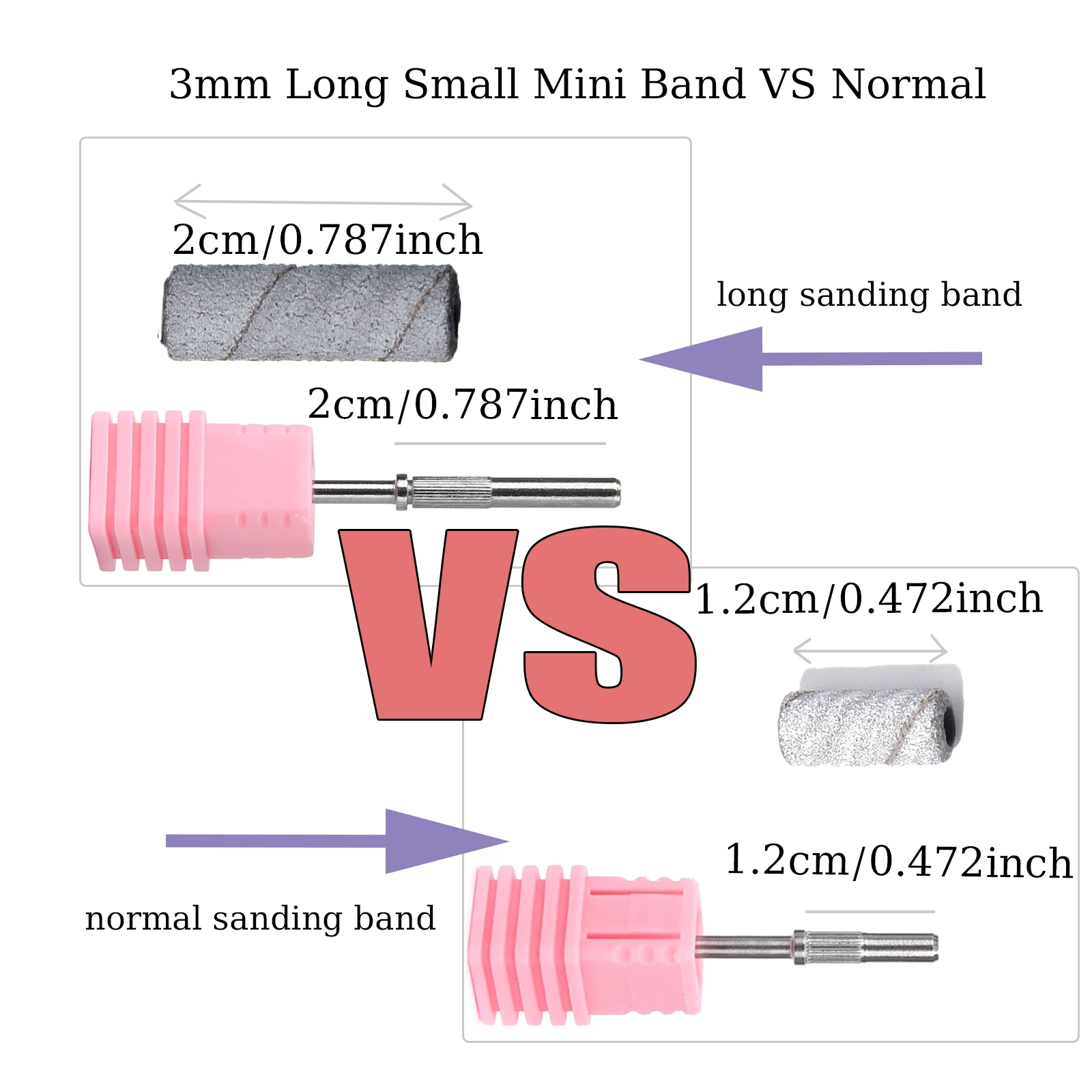 50 stks 3mm lange kleine Mini Zebra Schuurbanden Rvs Nail Boren Doorn Elektrische Manicure Accessoires Tool