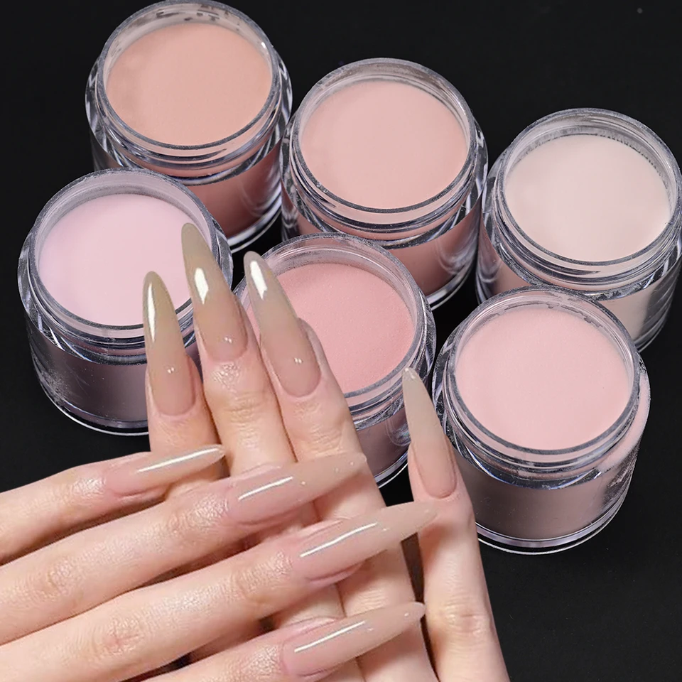 Polvo acrílico para uñas en 6 colores nude/rosa, 7g por frasco, para extensiones francesas, tallado 3D, inmersión y secado rápido 2