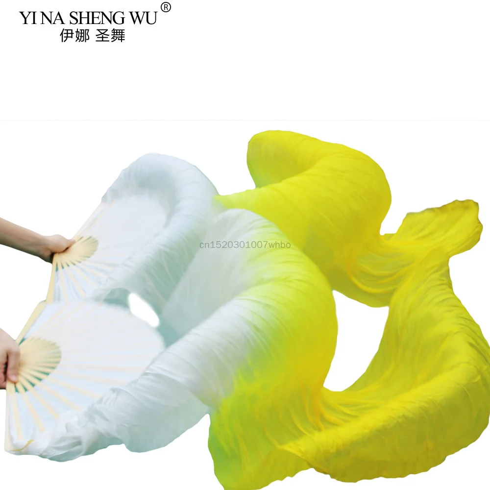 الإناث عالية الجودة الحجاب الحرير الصيني مراوح الرقص زوج من مراوح الرقص الشرقي رخيصة الساخن بيع الأبيض + الأصفر