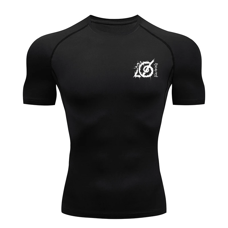 Camisa de compressão gráfica de karatê para homens, camiseta atlética de secagem rápida, tops, academia, treino, combate, bases, camisetas, proteção contra queimaduras