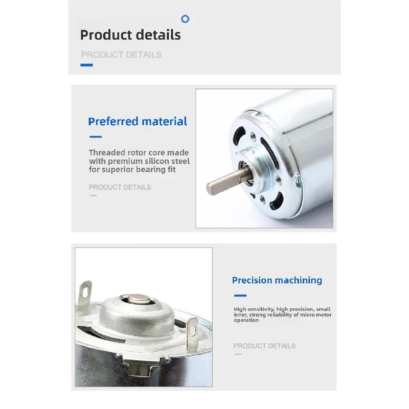795 DC Motor High Torque 12V-24V, Dual Ball Bearing Bait Boat Motor for DIY Fishing Boat & Pump,SL26022