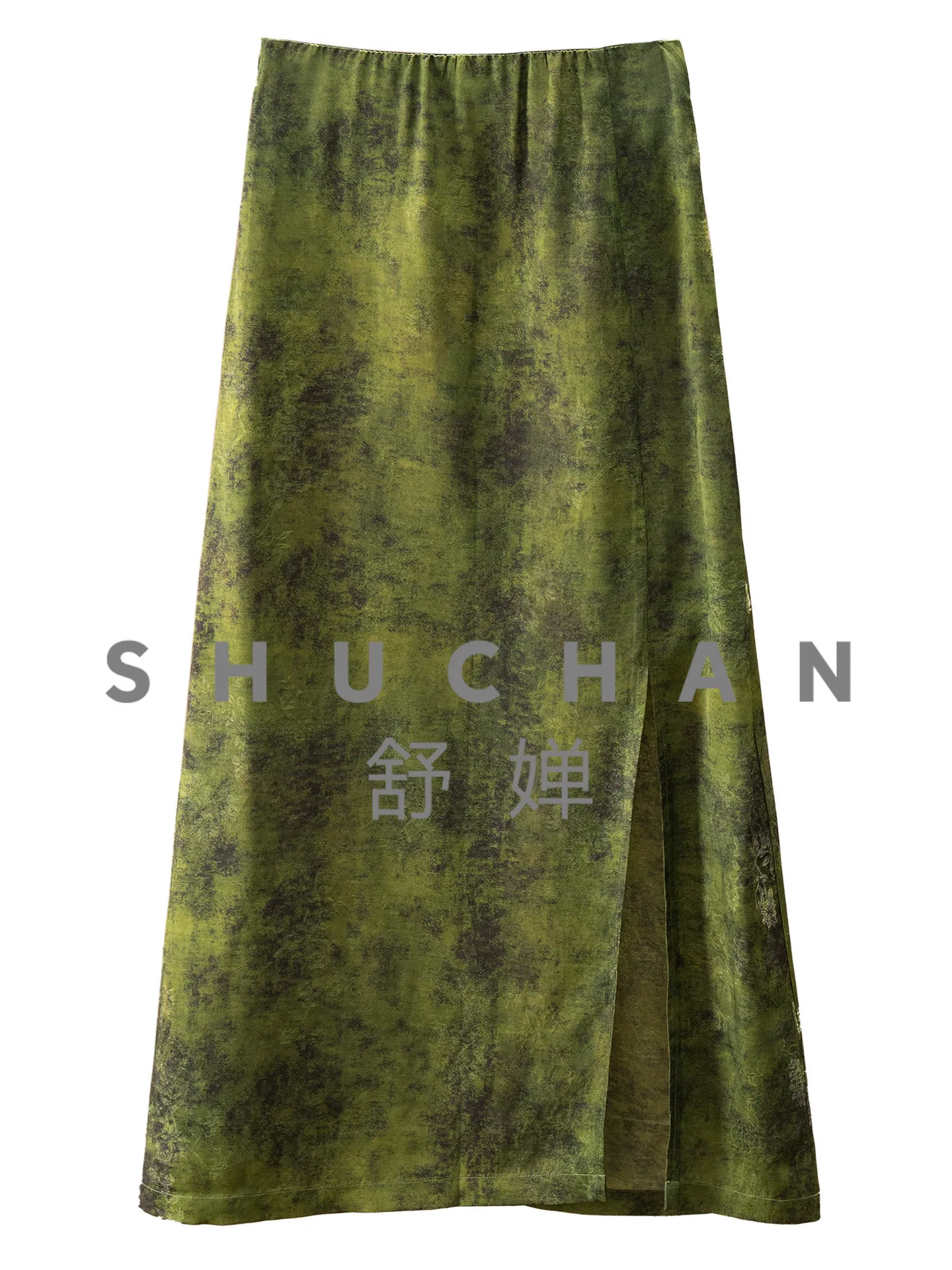

Heavy Industry Jacquard High Waist A-shaped Micro Wrap Hip Side Split Skirt women Female 17L7