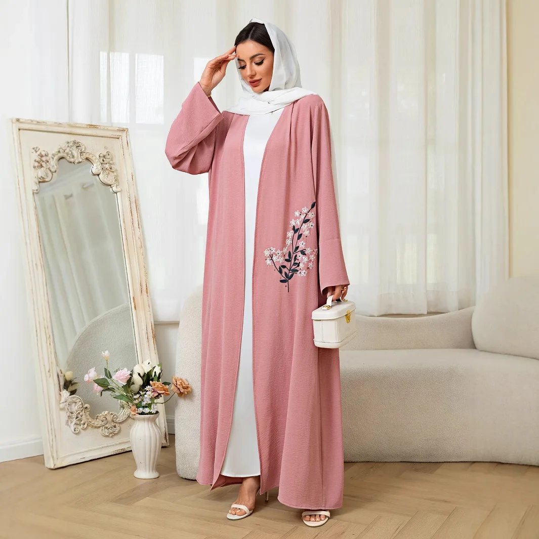 

Ид Мусульманские женщины Абая Открытые платья с вышивкой Кардиган Халат Джалабия Рамадан Марокко Дубай Абая Кафтан Ислам 2026 Vestidos