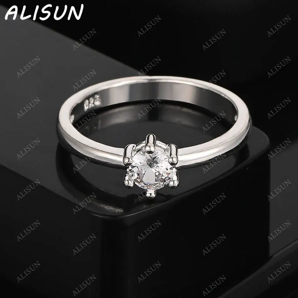 

ALISUN 925 Sterling Silver Zircon Simple Ring Fashion Jewelry Charm Grace Noble Wedding Accessories And Daily Wear