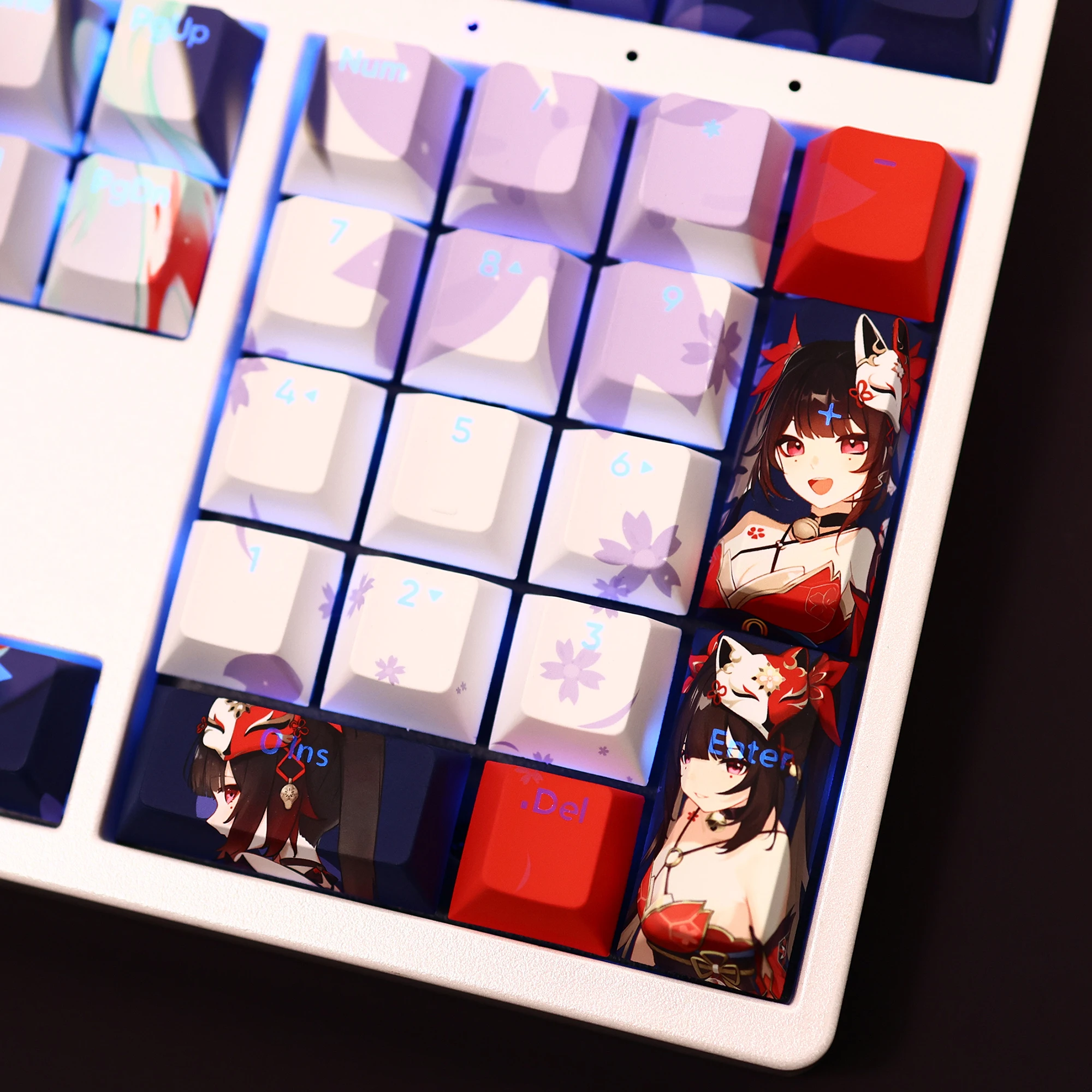 Imagem -04 - Honkai: Star Rail Sparkle Pbt Keycaps Jogos de Anime Beauty Girl Key Caps Cereja Altura Faça Você Mesmo Teclados Mecânicos 108 Teclas Set