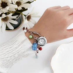 Men's and Women's Couple Bracelet Watch Colorful Glass Bracelet Cartoon Internet Celebrity Length Adjustable