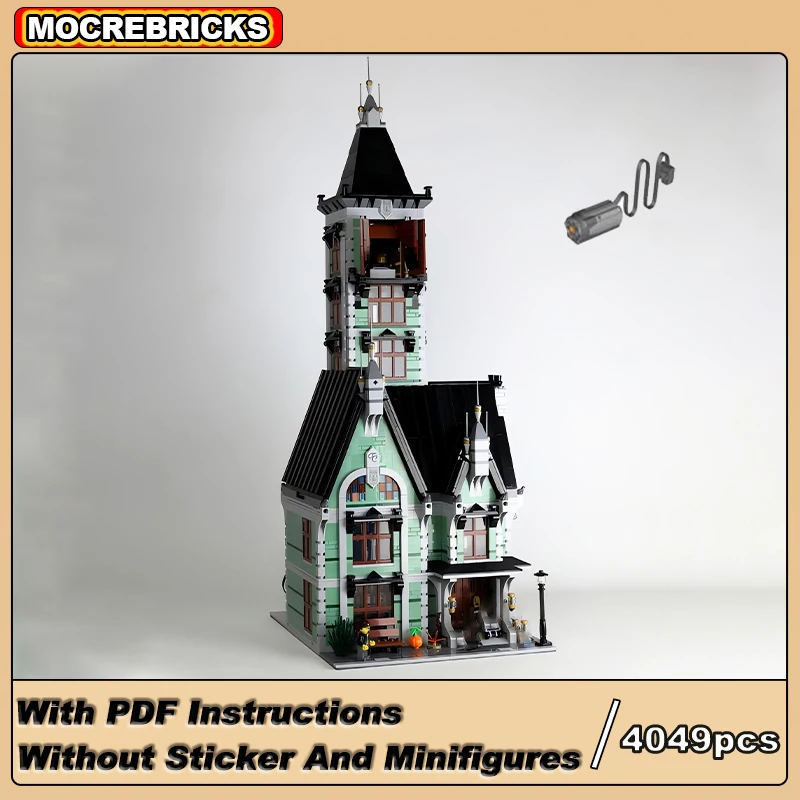 Creative Haunted House Street View Architecture Thrills Mansion Modular Bricks Model MOC Brick Model Puzzle Toys Kid's Gifts