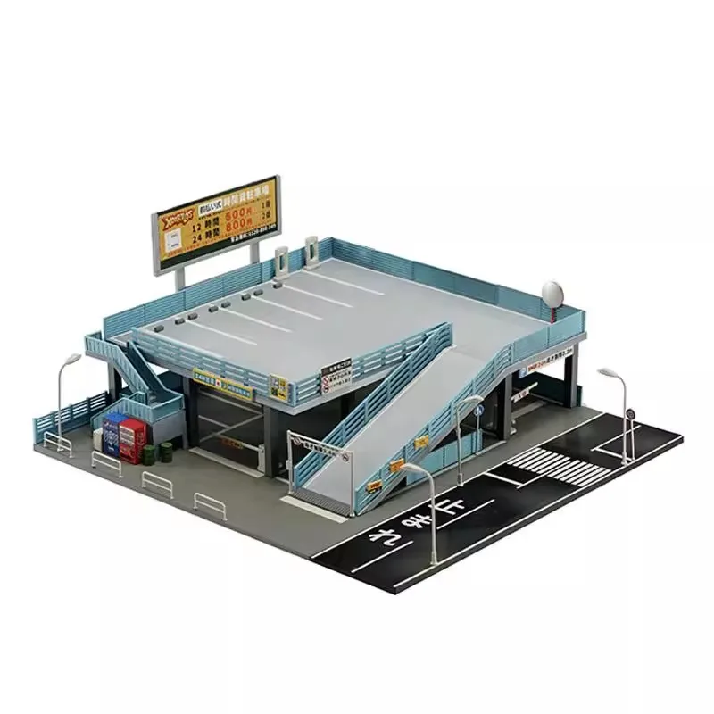 

1/64 Miniature Japanese Style Model Car Toy Scene Street View Double Garage Parking Lot Diorama
