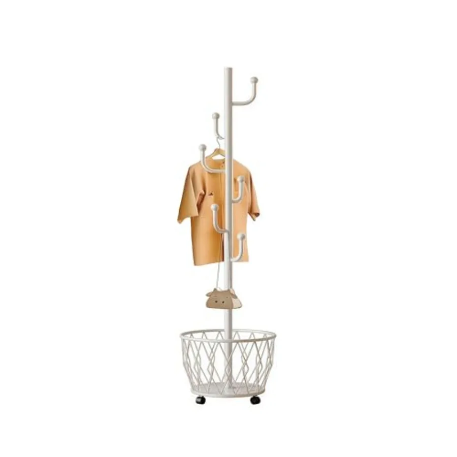 

Cactus shaped Freestanding Metal Coat Rack Stand with Basket Modern Organizer for Scarf Jacket Hat Bags Ideal for Home Entryway