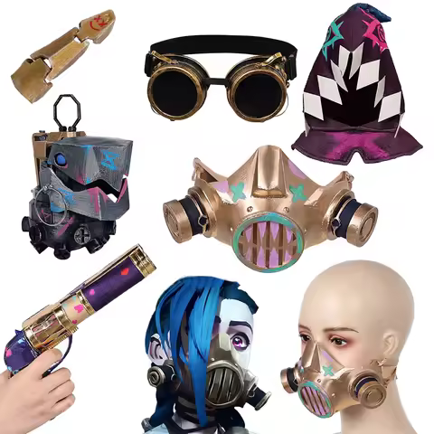 Disguise Arcane Jinx Gasmask 2024 Game LoL TV 2 Cosplay Costume Accessories Adult Women Roleplay Fancy Dress Up Party Props Gift