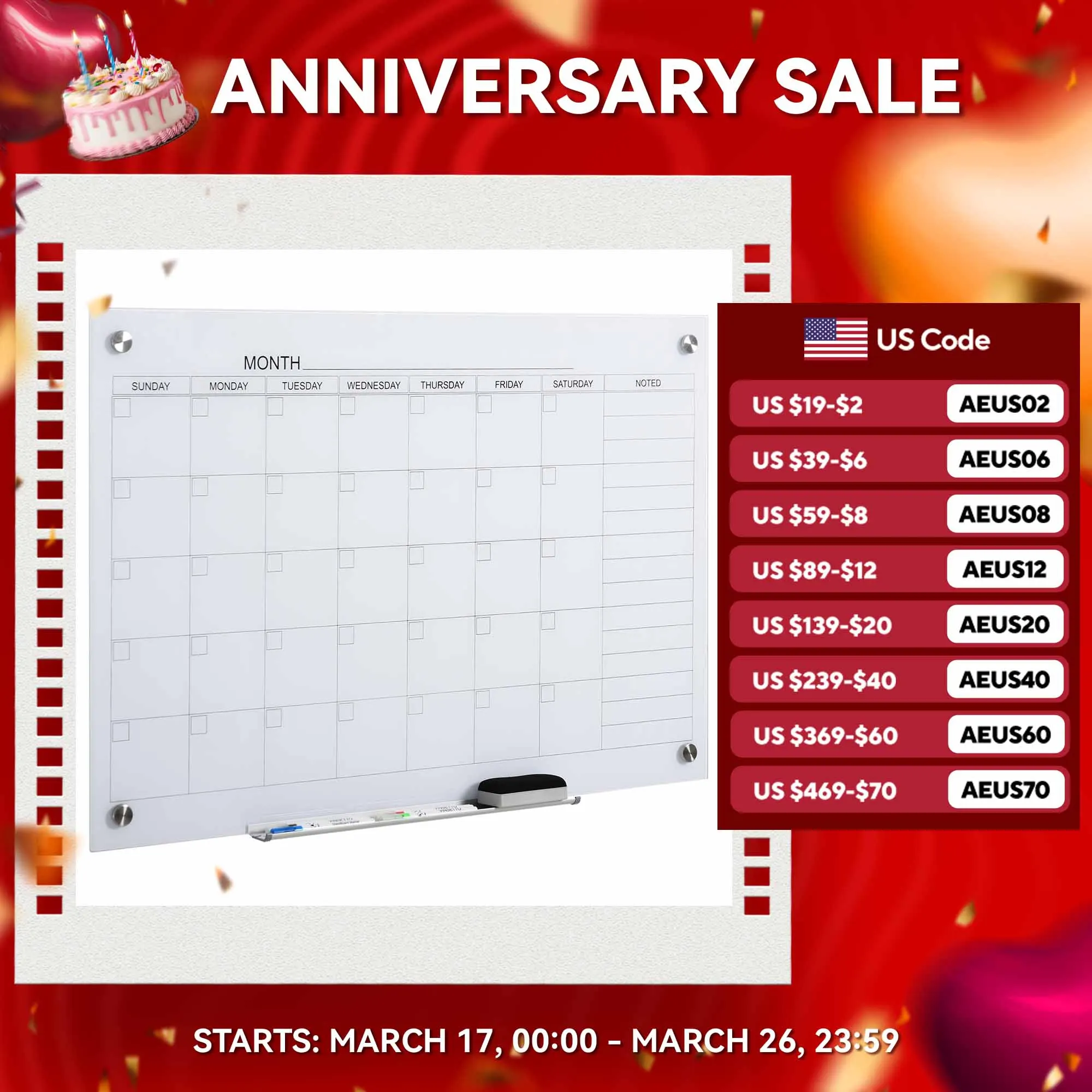 

Wall Mounted Glass Organizational Daily Activity Board W/Markers and Dry Eraser