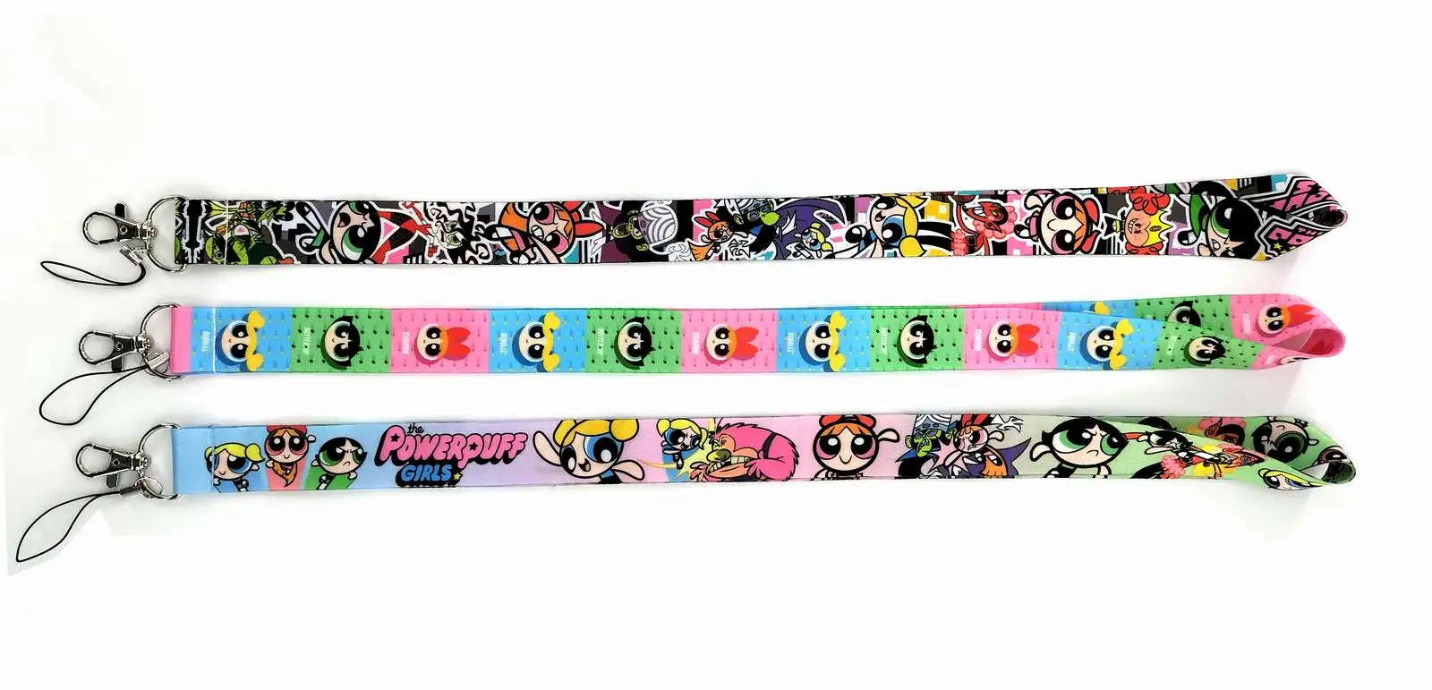 Disney POWERPUFF GIRLS Keychain Pass Gym ID Card Badge Holder Mobile Phone Neck Straps DIY Hang Rope Webbing Ribbon Accessories