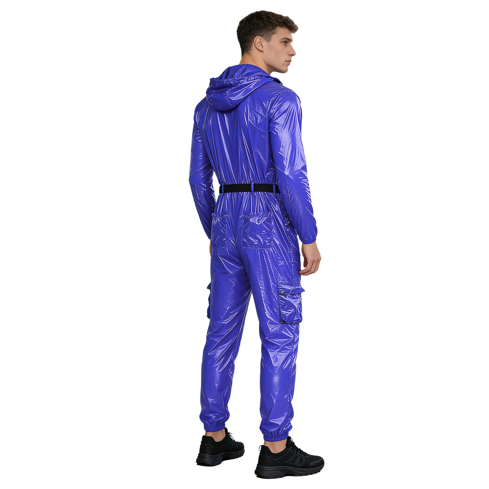 Wasserabweisende Overalls für Herren, Mechaniker-Arbeitskleidung, Kostüm, lange Ärmel, Reißverschluss vorne, Kapuzenoverall, Klapptaschen, Bodysuit