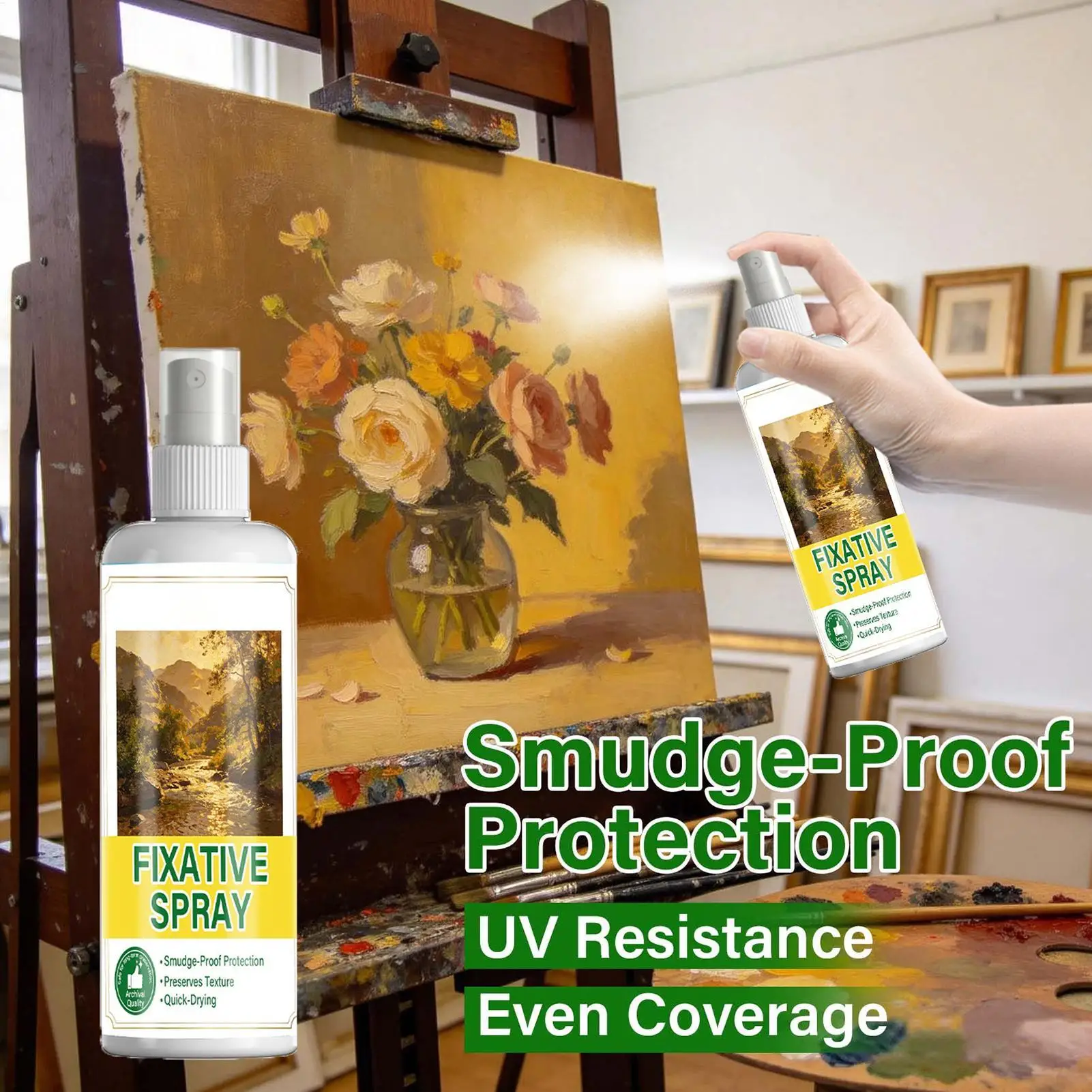 Fixative Spray for Drawings 120ml Quick Dry Smudge Proof Sealant for Art Painting Charcoal Pastel Oil Chalk Works Protector