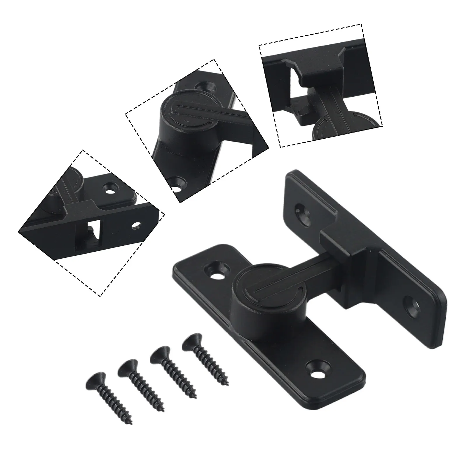 

Barn Door Lock Gate Latch Heavy Duty Part Replacement Sliding Zinc Alloy Accessory Assembly Black High Quality