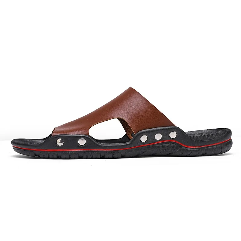 High Quality Genuine Slippers for Men Breathable Clogs Sandals Classics Leather Slides Outdoor Men's Slippers Designer Shoes Men