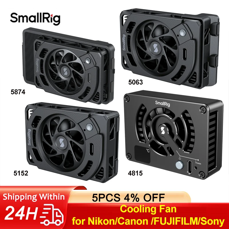 SmallRig Cooling Fan for Nikon ZR/Canon EOS R5 Mark II & R5/FUJIFILM/Sony ZV-E10 II/A7S III/A6700/FX30 -5874/4815/5063/5152