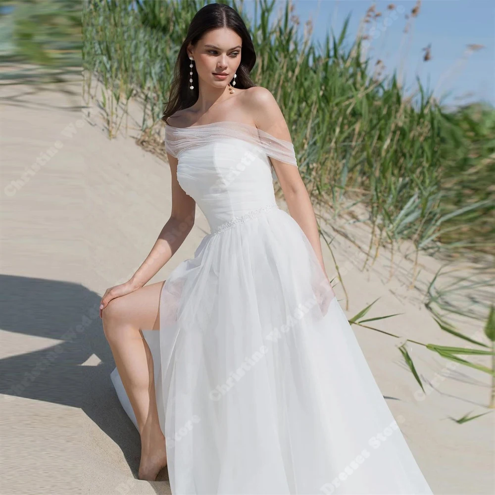 Bohemian A-Line Women's Bridal Gowns Princess Elegant Off Shoulder Wedding Dresses Formal Beach Banquet Vestidos De Novias 2024