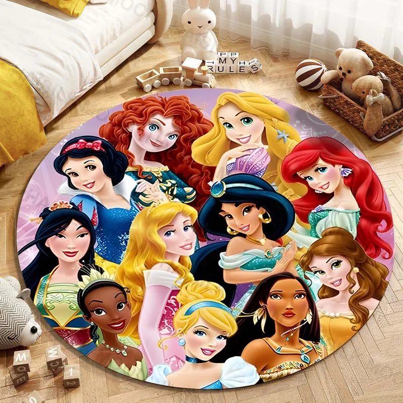 5 Sizes Disney Princess Printing Round Carpet Living Room Bedroom Table and Chair Sofa Decorative Carpet and Rug Kids Play Mat