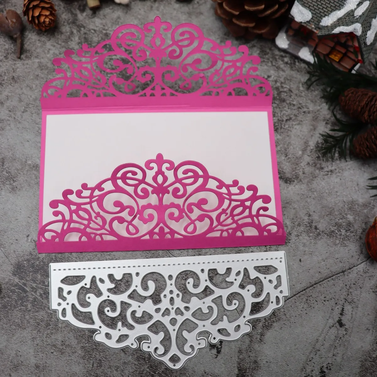 Lace Hollow Pattern Scrapbook Embossing Greeting Card Metal Knife Mold Manual Punch Stencil Handicraft Cutting Die 2024