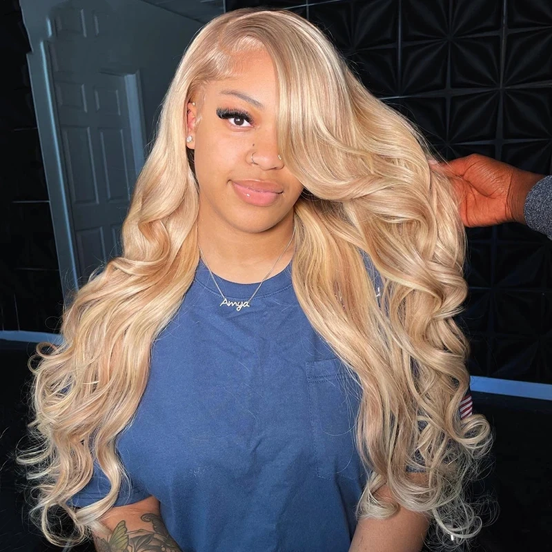 22 Inch Asblonde Hd Lace Front Human Hair Pruik 613 Blond Haar Gekleurd Menselijk Haar Pruiken Body Wave Bruin Haar Pruiken Voor Vrouwen