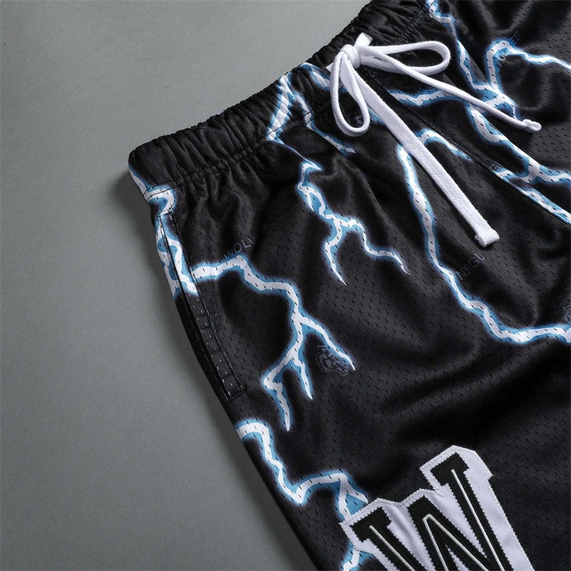 Summer fashion Men\'s Shorts Digital Printing Lightning Logo Casual Five-point Pants Mesh Quick-Drying Fitness Men\'s Sports Pants