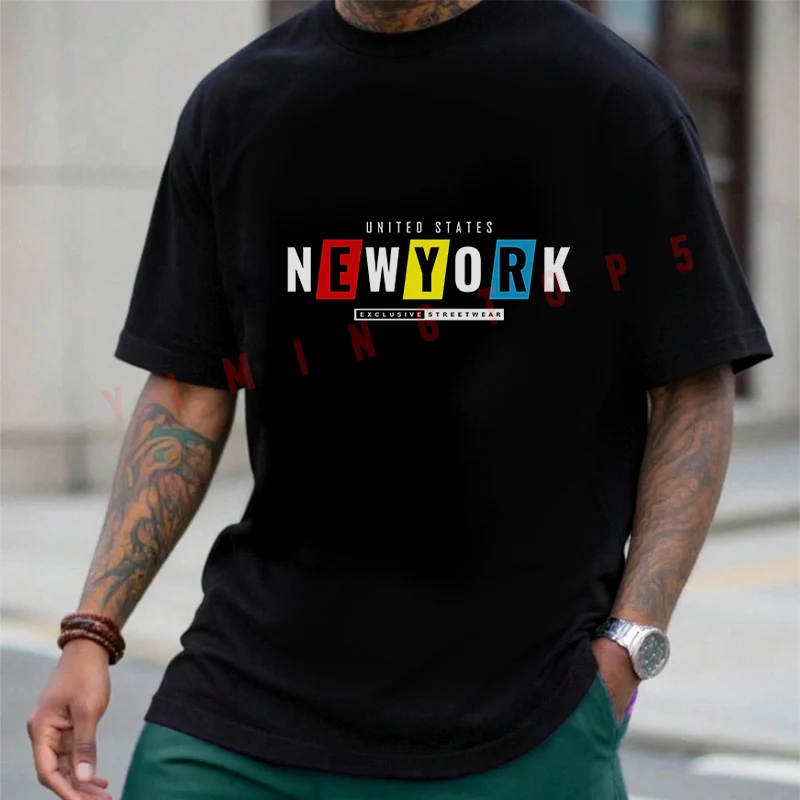 

New York City Streetwear Motorcycle Men T-Shirt Cotton O-neck Short Sleeve Fashion Hip Hop Streetwear Top Tees