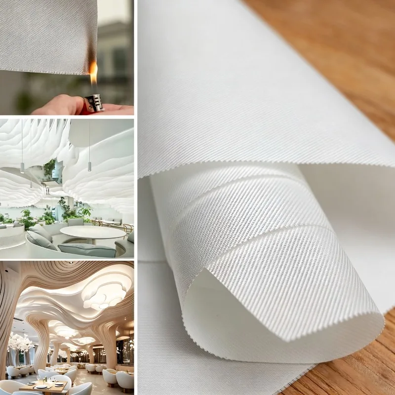 Fireproof Ceiling Fabric Flame Retardant French Texture Wave Design Indoor Ceiling Dome Tent Decoration Material Customized Size
