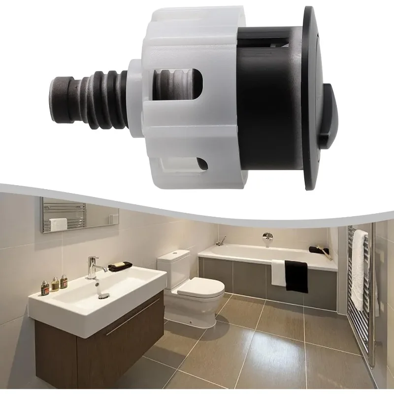 

1pcs Toilet Flush Button, 304 Stainless Steel Kitchen Bathroom Water Save ABS Black 38-49mm Aperture Dual Half Full Choice