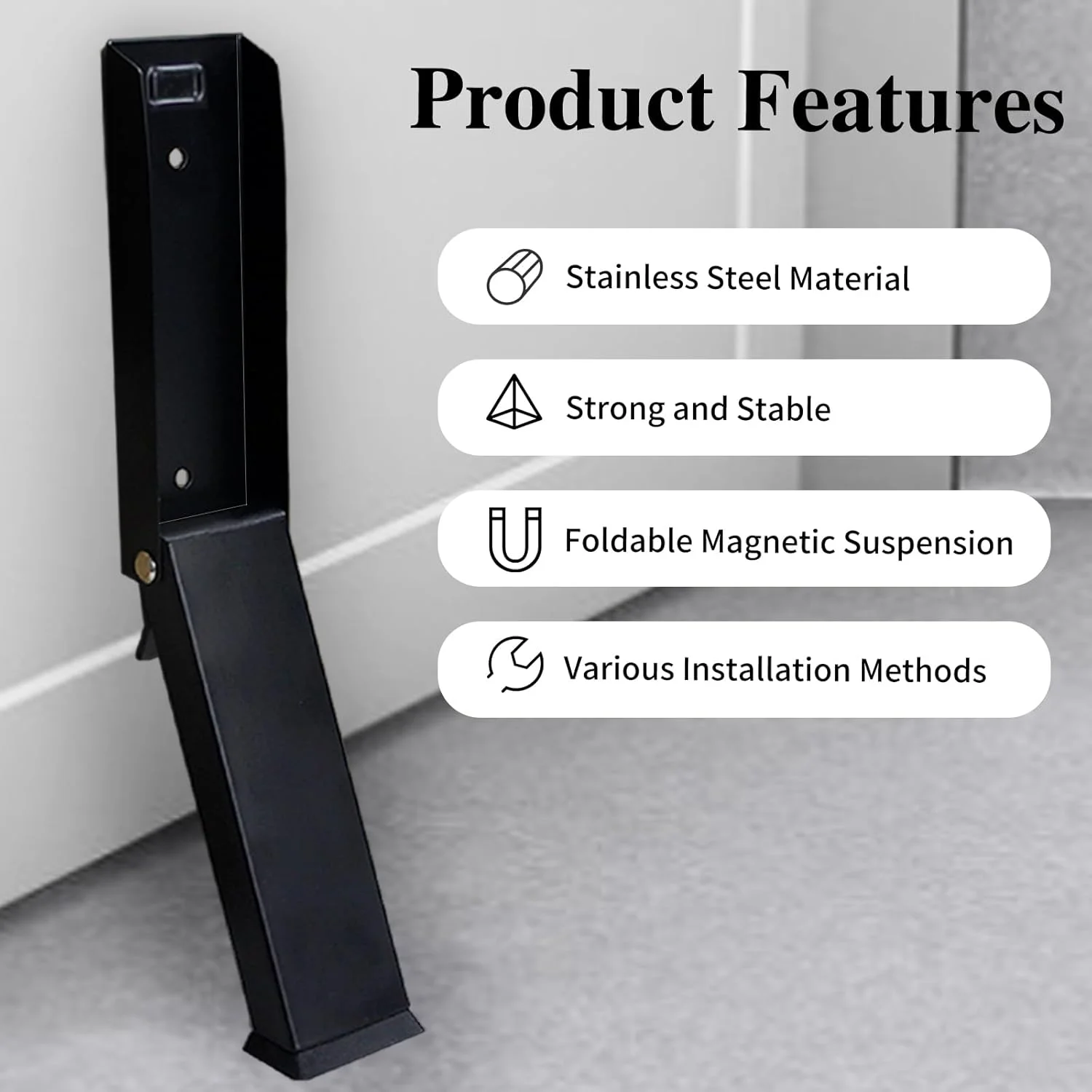 Door Stop, Door Holder to Keep Door Open, Door Stop for Bottom of Door, Self-Adhesive or Screw-Type, Non-Slip Rubber Door Stop, 