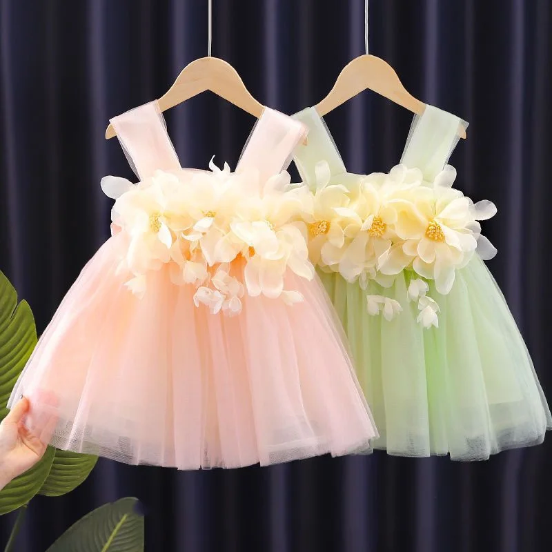 

Baby Girls Mesh Dress 2025 New Kids Summer Gown Children's Princess Birthday Party Dresses Infant Elegant Tulle Fancy Dresses