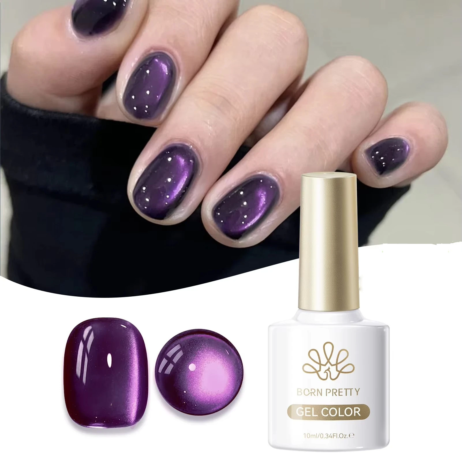 BORN PRETTY 10ml Dark Brown Red Glass Bead Cat Magnetic Gel Nail Polish Semi Permanent Soak Off UV LED Varnish Nail Art Salon view 4