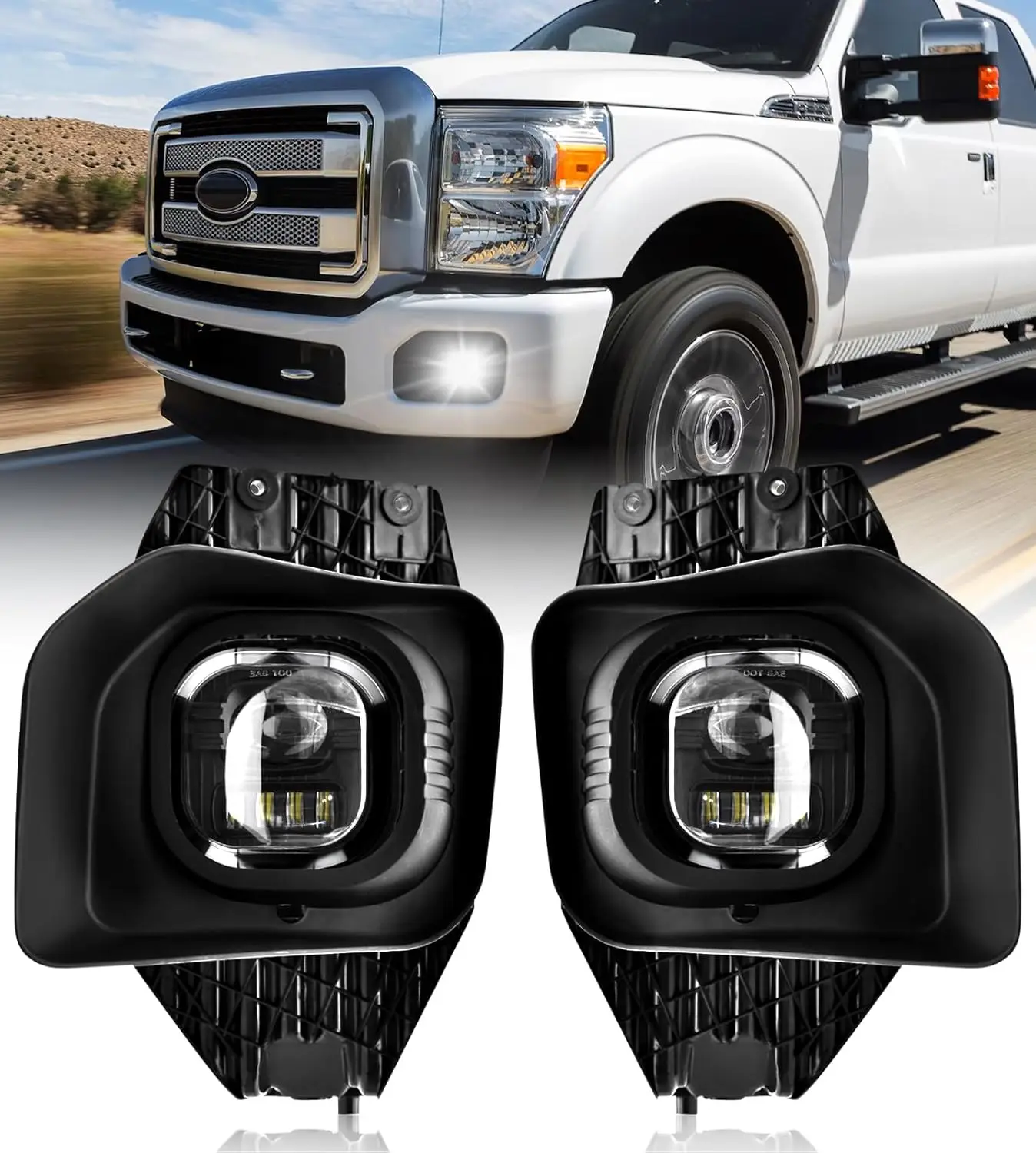 

LED Fog Lights for Ford F250/F350/F450/F550 2011-2016 Super Duty Bumper Driving LED Fog Lamp Assembly Replacement Fog Light Kit
