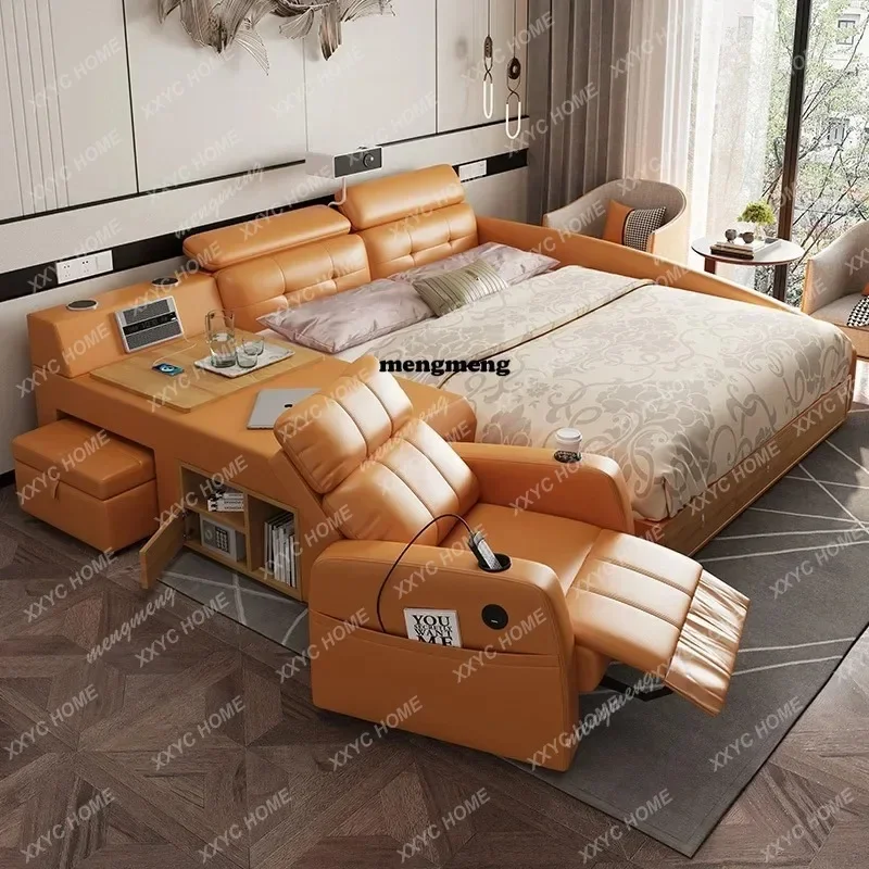 Multifonction Massager Bed Frame Luxury Leather Smart Couch Bed Storage Space Lounge Muebles Para Dormitorio Home Accessories