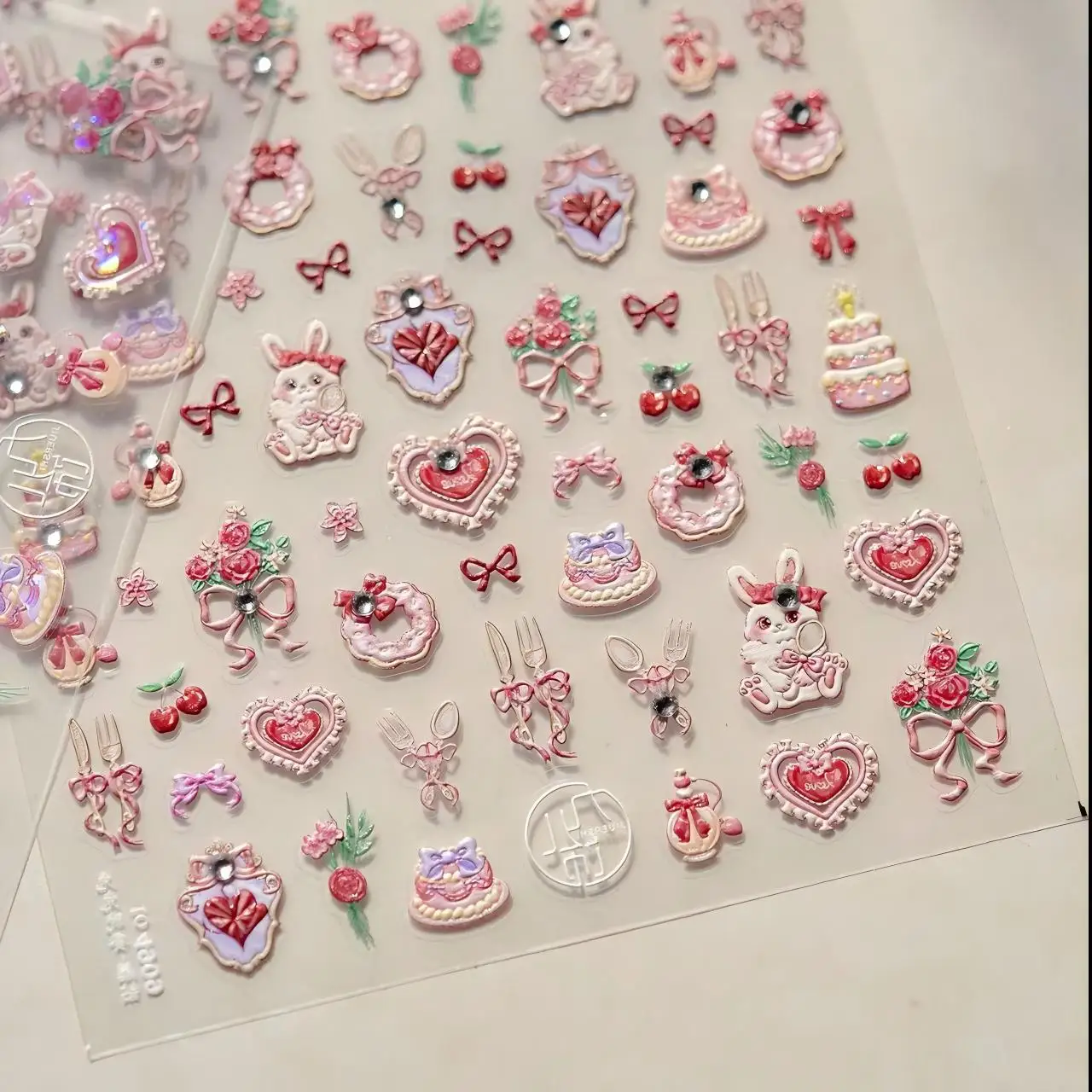 Autocollants pour ongles lapin mignon 5D, 1 pièce, usage quotidien, ton Pastel brillant, accessoires pour Nail Art, voyage de vacances, joli lapin Kawaii