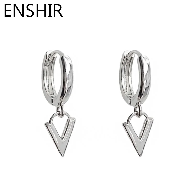 ENSHIR Smooth V-shaped Drop Earrings for Women Simple Niche Design Hoops Huggies Wholesale boucle d’oreille