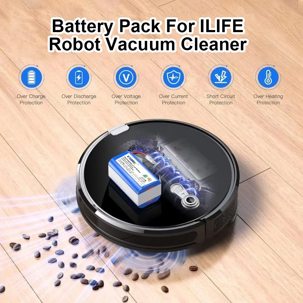 Original 14.8V 12800mAh Robot Vacuum Replacement Battery For ILIFE A4,A4s,A6,A7,A8,A9,V7,V7S Robot INR18650 M26-4S1P Batteries