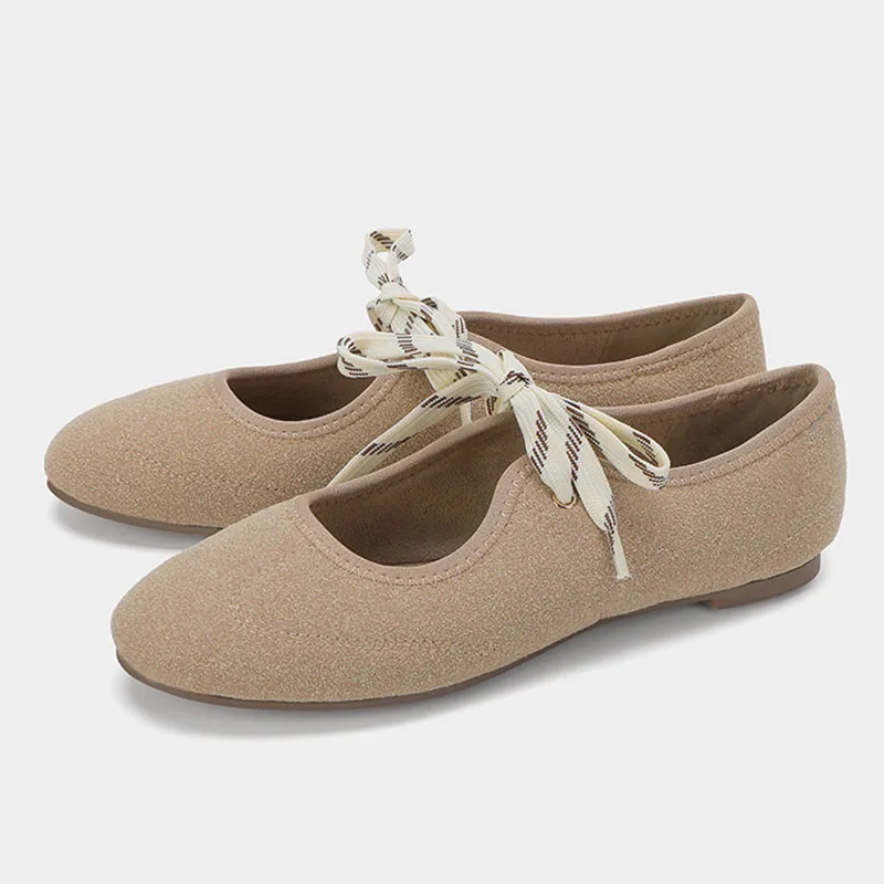 

Casual New Flats Shoes Women 2026 Autumn Flat-bottomed Shallow Mouth Shoes Fashion Lace-up Bow Mary Jane Shoes Female