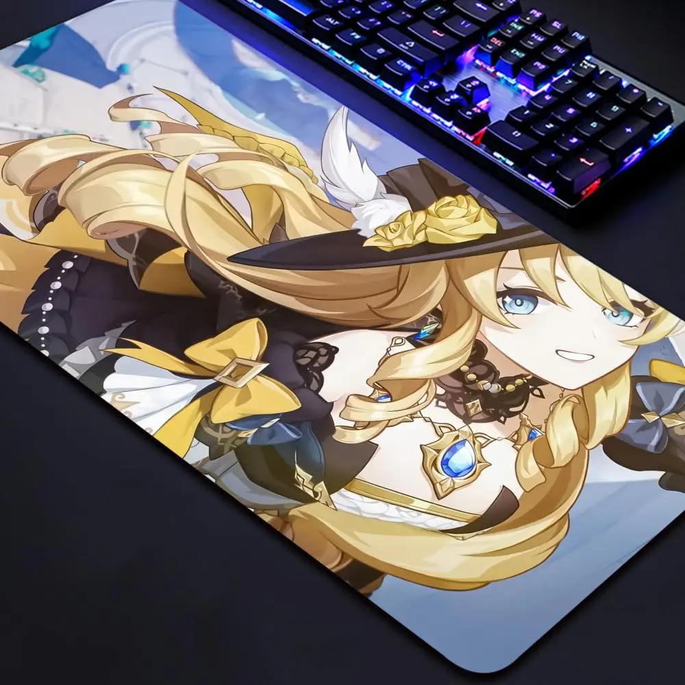 Navia Genshin Impact สาวอะนิเมะ Mousepad แผ่นรองเมาส์สําหรับเล่นเกมขนาดใหญ่ LockEdge หนาแป้นพิมพ์คอมพิวเตอร์โต๊ะ