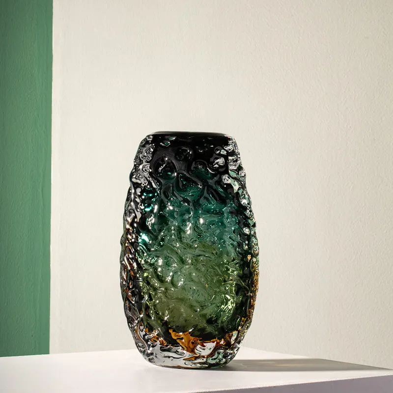 Creative special-shaped volcanic stone glass vase high-value home living room model room flower arrangement high-end decoration