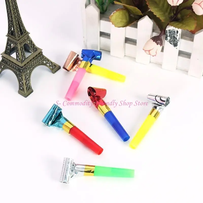 

85AE Musical Blow Outs Glitter Party Blowers Noisemaker Birthday Squawkers Blower