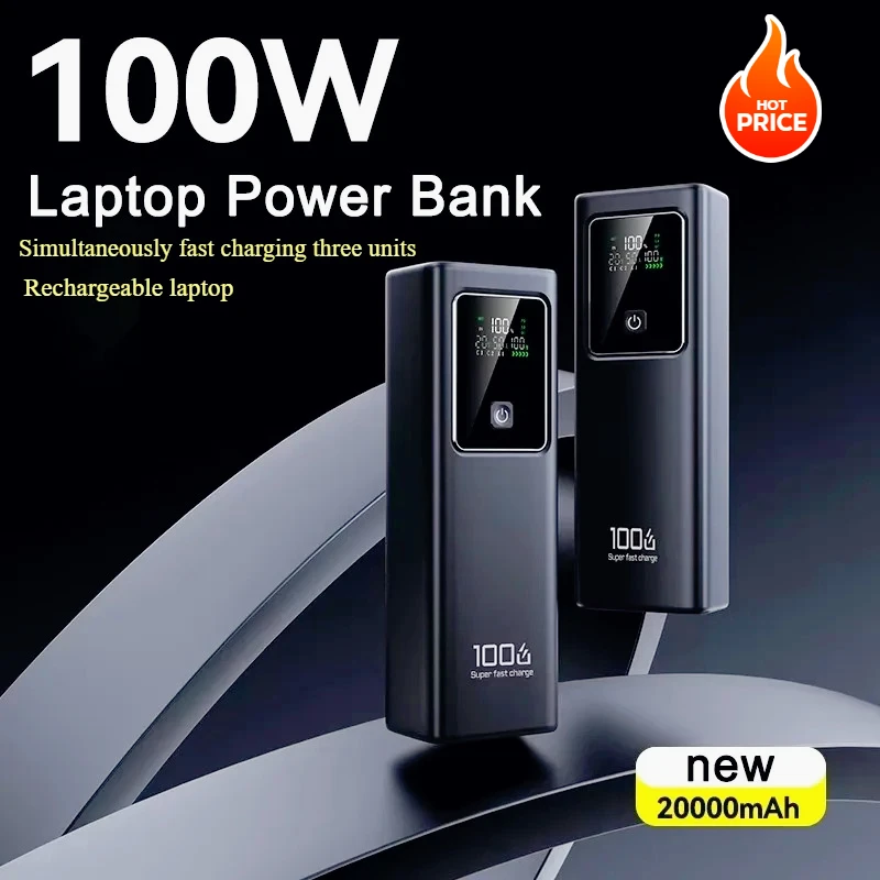 

PD100W 20000mAh Large Capacity Power Bank Two-way Fast Charging Portable Powerbank Laptop External Spare Battery for Macbook