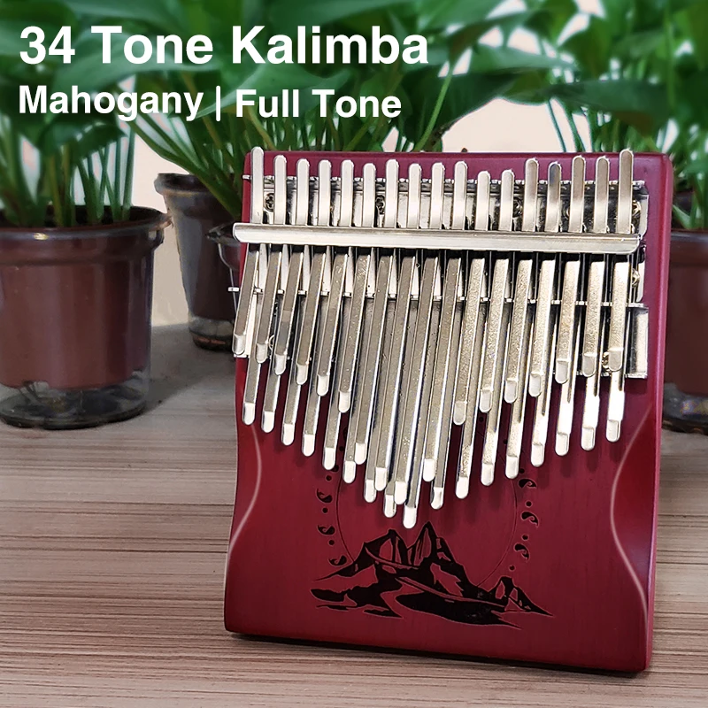 Professional 34 Keys Kalimba Gauntlets Thumb Piano Solid Wood Veneer Musical Keyboard Instruments Finger Piano Christams Gifts