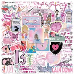 50Pcs Pink The Eras Tour Singer Stickers Pack DIY Skateboard Motorcycle Suitcase Stationery Decals Decor Phone Laptop