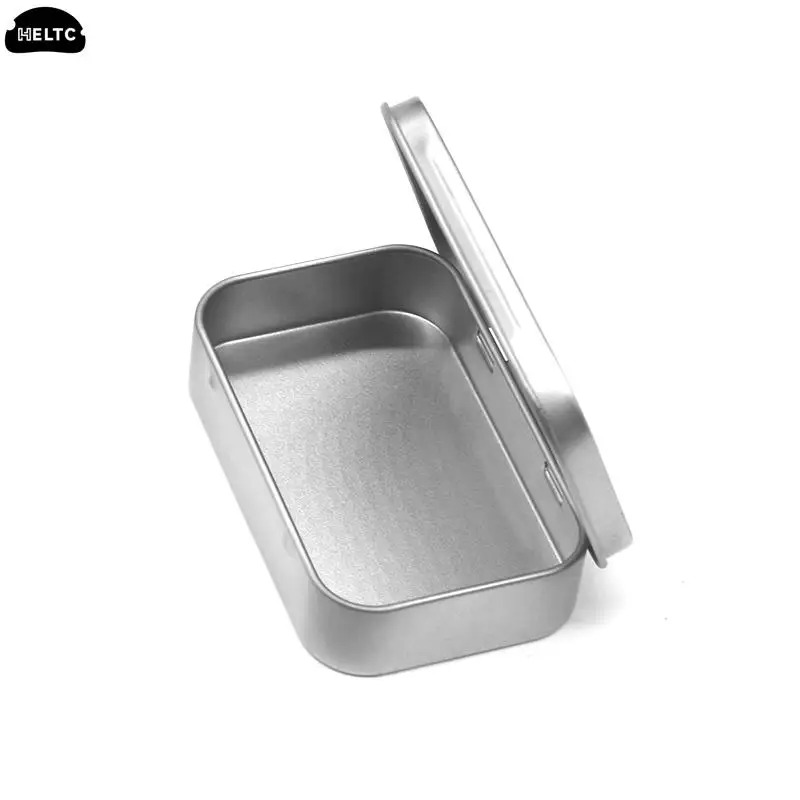 1PCS Small Empty Metal Tin Silver Black Rectangular Flip Storage Box Case Organizer for Money Coin Candy Key Container Jar Cans