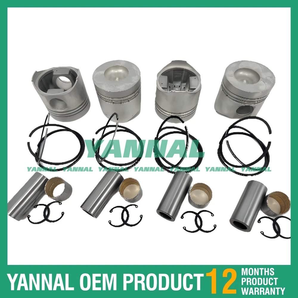 High quality 4PCS YN33GBZ Piston With Rings For YunNei Engine Spare Parts